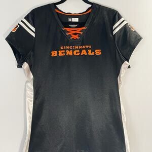 NFL Cincinnati Bengals Lace Up Jersey Top Women XL Black Orange Sportswear